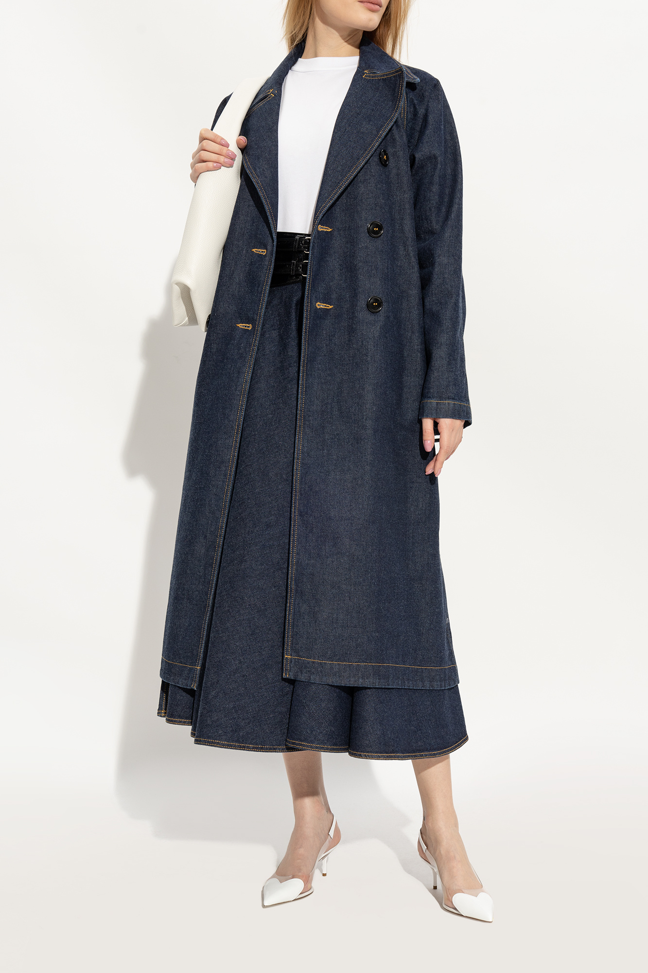 トレンチコート Alaia Denim trench coat Alaïa Belted Denim Trench Coat | Blue | FARFETCH